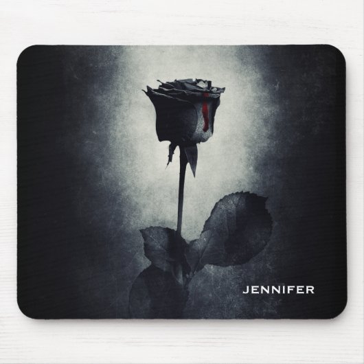 Goth Black Rose Dripping Blood Macabre Mousepad (Vorne)