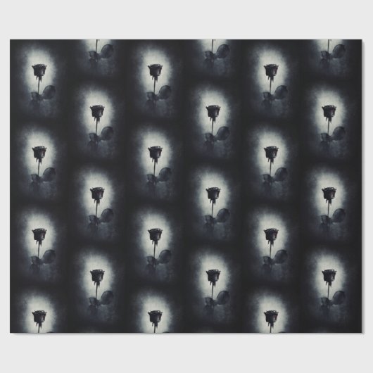 Goth Black Rose Dripping Blood Macabre Muster Geschenkpapier (Flach)