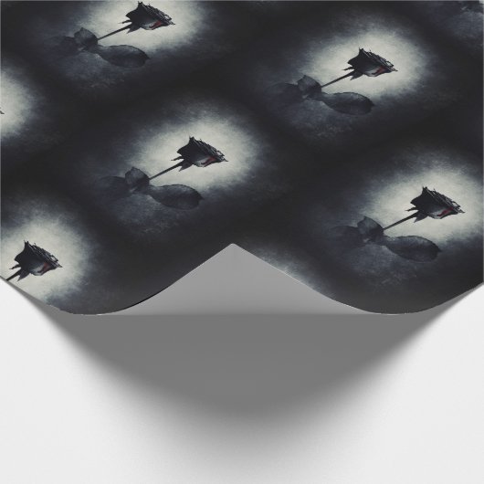 Goth Black Rose Dripping Blood Macabre Muster Geschenkpapier (Ecke)