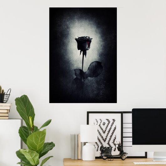 Goth Black Rose Dripping Blood Macabre Poster (Heimbüro)