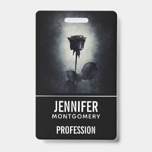 Goth Black Rose Dripping Blood Macabre Profession Ausweis (Vorderseite)