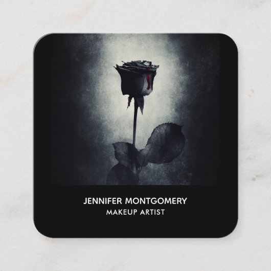 Goth Black Rose Dripping Blood Macabre Quadratische Visitenkarte (Vorderseite)