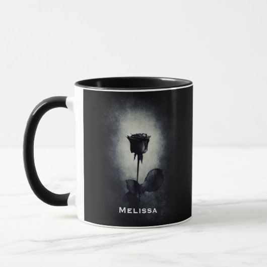 Goth Black Rose Dripping Blood Macabre Tasse (Links)