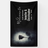 Goth Black Rose Dripping Blood Macabre Wedding Banner (Vertikal)