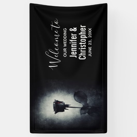 Goth Black Rose Dripping Blood Macabre Wedding Banner (Vertikal)