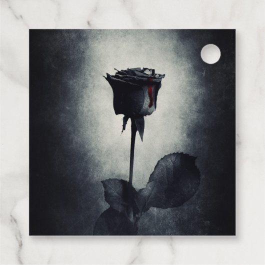 Goth Black Rose Dripping Blood Macabre Wedding Geschenkanhänger (Rückseite)