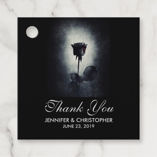 Goth Black Rose Dripping Blood Macabre Wedding Geschenkanhänger (Vorderseite)