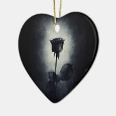 Goth Black Rose Dripping Blood Macabre Wedding Keramik Ornament (Links)