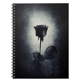 Goth Black Rose Dripping Blop auf Black Grunge Notizblock