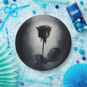 Goth Black Rose Dripping Blop auf Black Grunge Pappteller (Party)