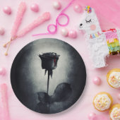 Goth Black Rose Dripping Blop auf Black Grunge Pappteller (Party)