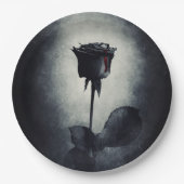 Goth Black Rose Dripping Blop auf Black Grunge Pappteller (Vorderseite)