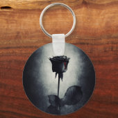 Goth Black Rose Dripping Blop auf Black Grunge Schlüsselanhänger (Vorderseite)