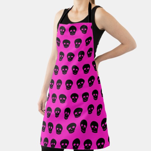 Goth Black Skull Hot Pink Schürze (InSitu)