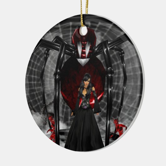 Goth Black Spider Round Ornament (Links)