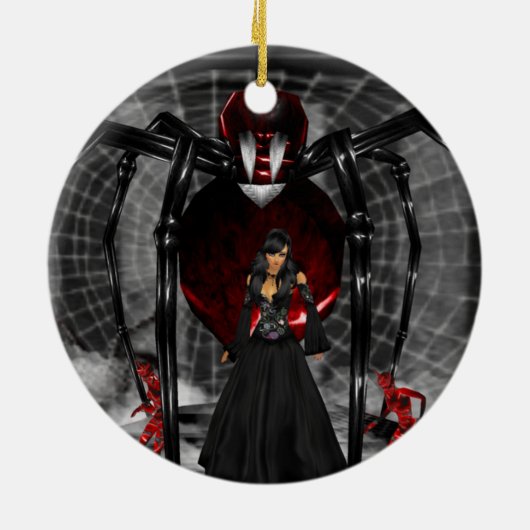 Goth Black Spider Round Ornament (Hinten)