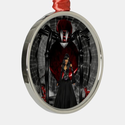 Goth Black Spider Round Ornament (Rechts)