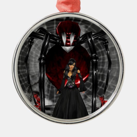 Goth Black Spider Round Ornament (Vorne)