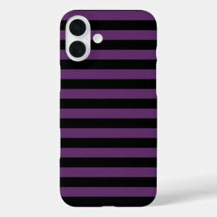 Goth Black und Lila Stripes iPhone 16 Plus Hülle