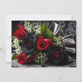 Goth Black und Rote Rosen Bouquet Valentine Feiertagskarte