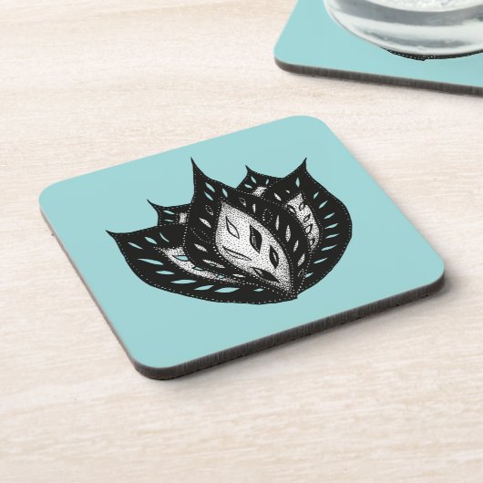 Goth Blume abstraktes Tätowierdesign Getränkeuntersetzer (Linke Seite)