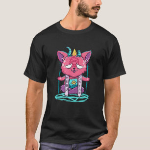 Goth Böse Katze Satanisches Pentagramm Satan Katze T-Shirt