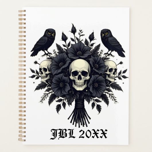 Goth Bouquet mit drei Skulls und zwei Owls Planer (Vorderseite)