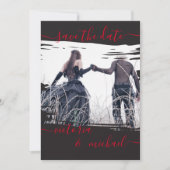 Goth Brush Wedding Foto Save the Date Einladung (Vorderseite)