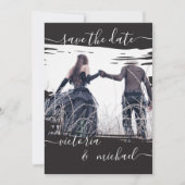 Goth Brush Wedding Foto Save the Date Einladung (Vorderseite)