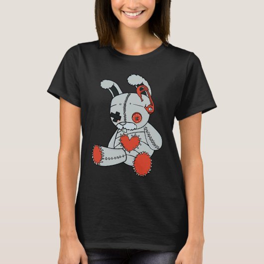 Goth Bunny Cute Gothic Bunny Red Heart Halloween C T-Shirt (Vorderseite)