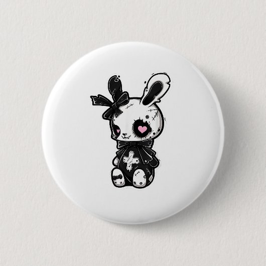 Goth Bunny Kawaii Rabbit E-Girl Niedlich Gothic Ou Button (Vorderseite)