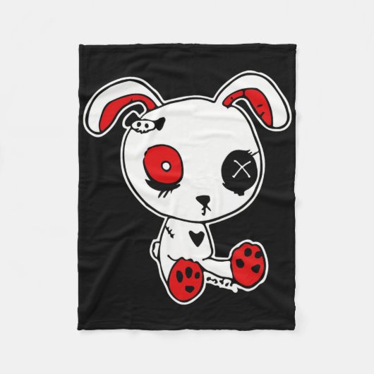 Goth Bunny Lazy Halloween Kostüm Beängstigend Goth Fleecedecke (Vorderseite)