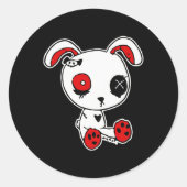 Goth Bunny Lazy Halloween Kostüm Beängstigend Goth Runder Aufkleber (Vorderseite)