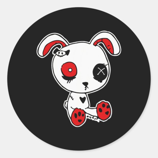 Goth Bunny Lazy Halloween Kostüm Beängstigend Goth Runder Aufkleber (Vorderseite)