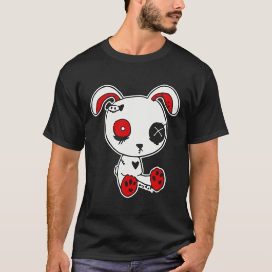 Goth Bunny Lazy Halloween Kostüm Beängstigend Goth T-Shirt (Vorderseite)