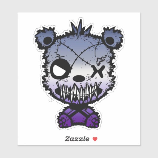 Goth Butch Lesbian Pride Flag farbiger Bär Aufkleber (Blatt)