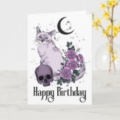Goth Cat Gothic Birthday wünscht Karte (Gelbe Blume)