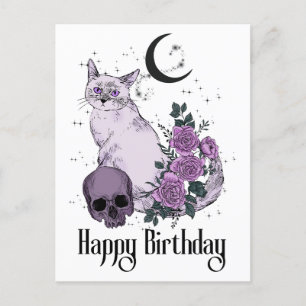 Goth Cat Gothic Birthday wünscht Postkarte