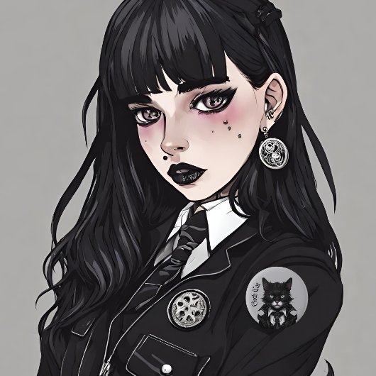 Goth cat Gothic grunge Witchy Button
