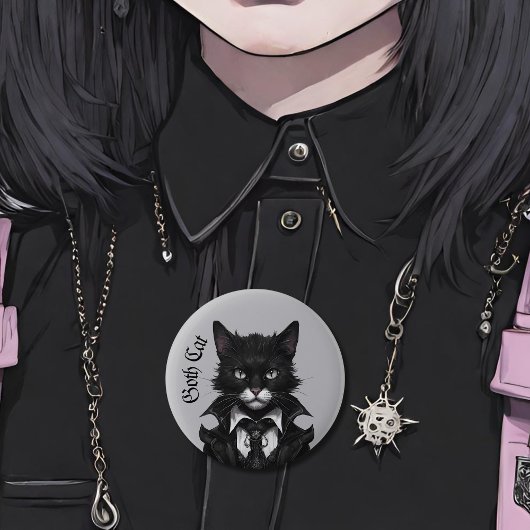 Goth cat Gothic grunge Witchy Button