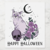 Goth Cat Gothic Halloween Wünsche Weinetikett (Einzelnes Label)