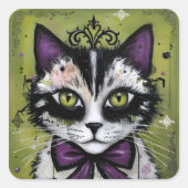 Goth Cat Quadratischer Aufkleber (Vorderseite)