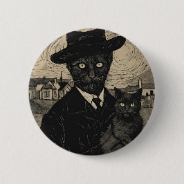 Goth Cat Vincent Van Gogh Black Cats Button