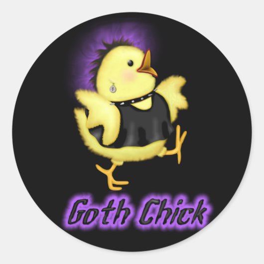Goth Chick Runder Aufkleber (Vorderseite)