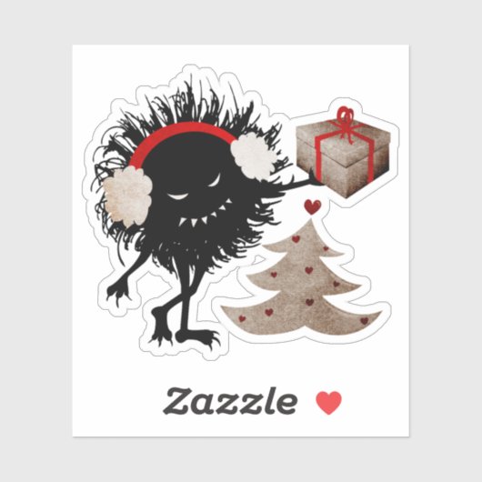 Goth Christmas Character Evil Bug Sticker (Blatt)