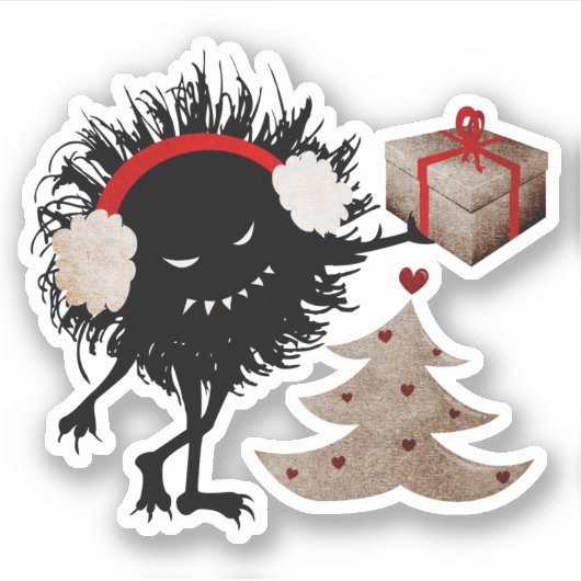 Goth Christmas Character Evil Bug Sticker (Vorderseite)