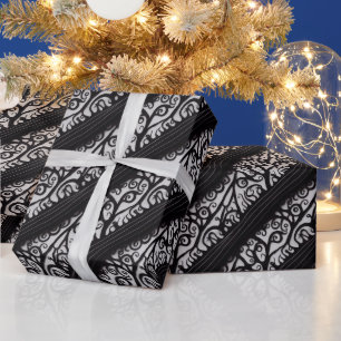 Goth Christmas Wrapping Paper - Schwarz und Weiß Geschenkpapier