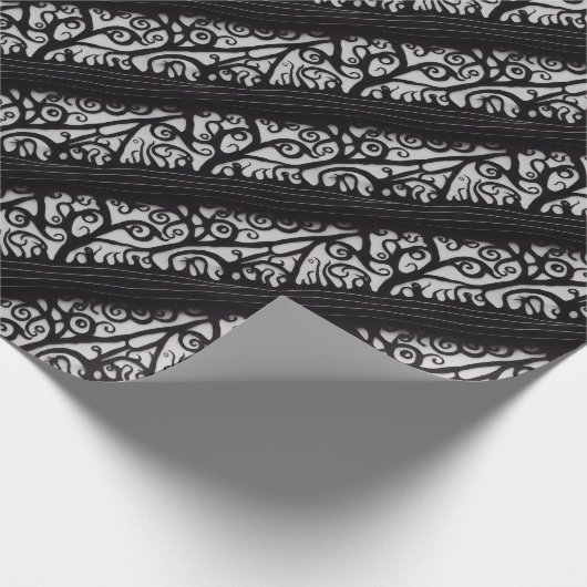 Goth Christmas Wrapping Paper - Schwarz und Weiß Geschenkpapier (Ecke)