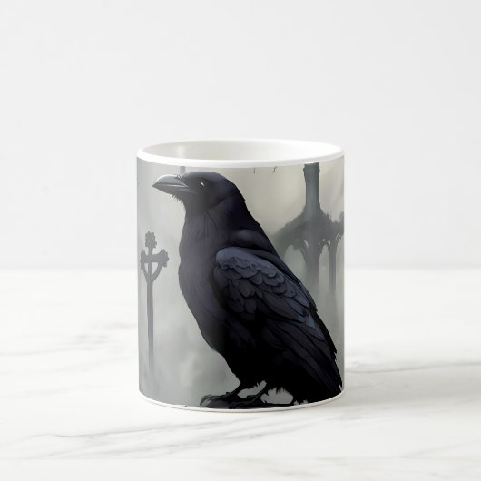 Goth Coffee Mugs mit Raven im Friedhof Kaffeetasse (Mittel)