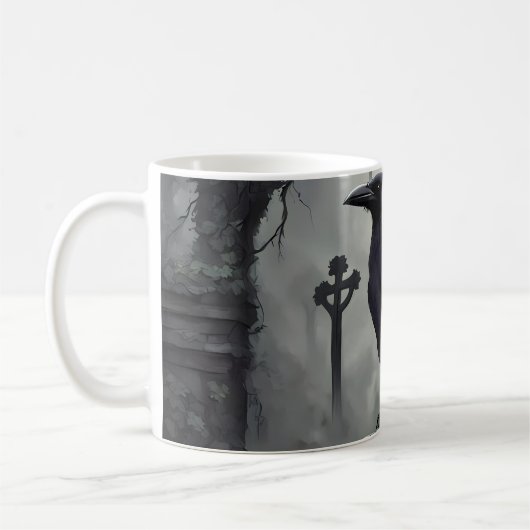 Goth Coffee Mugs mit Raven im Friedhof Kaffeetasse (Links)